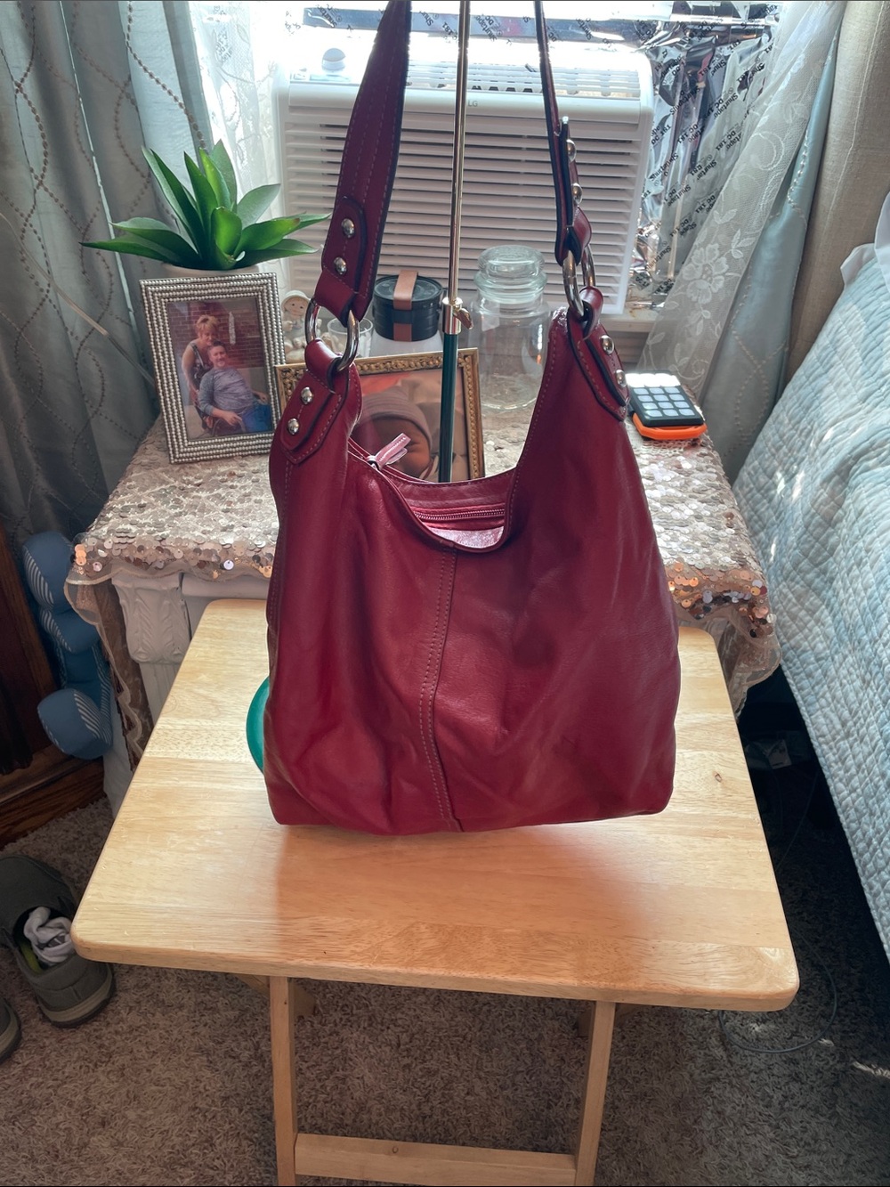 Women's Soft Leather Hobo Bag - Red By Tignanello